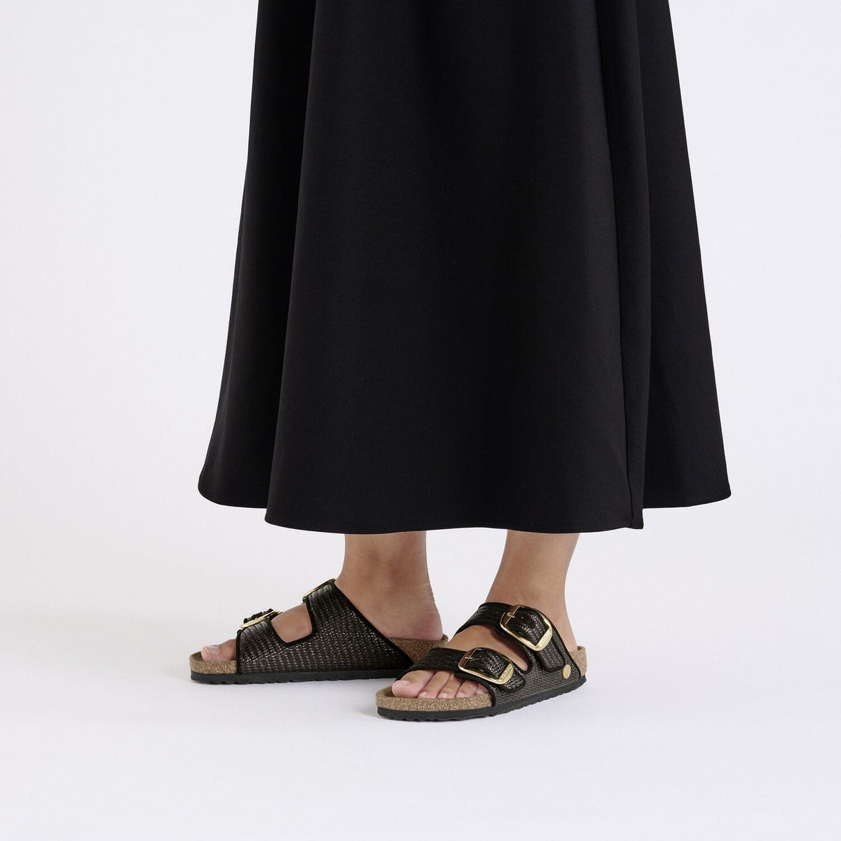 Birkenstock Arizona Big Buckle Raffia Black כפכפי נשים בירקנשטוק אריזונה אבזם ראפיה שחור