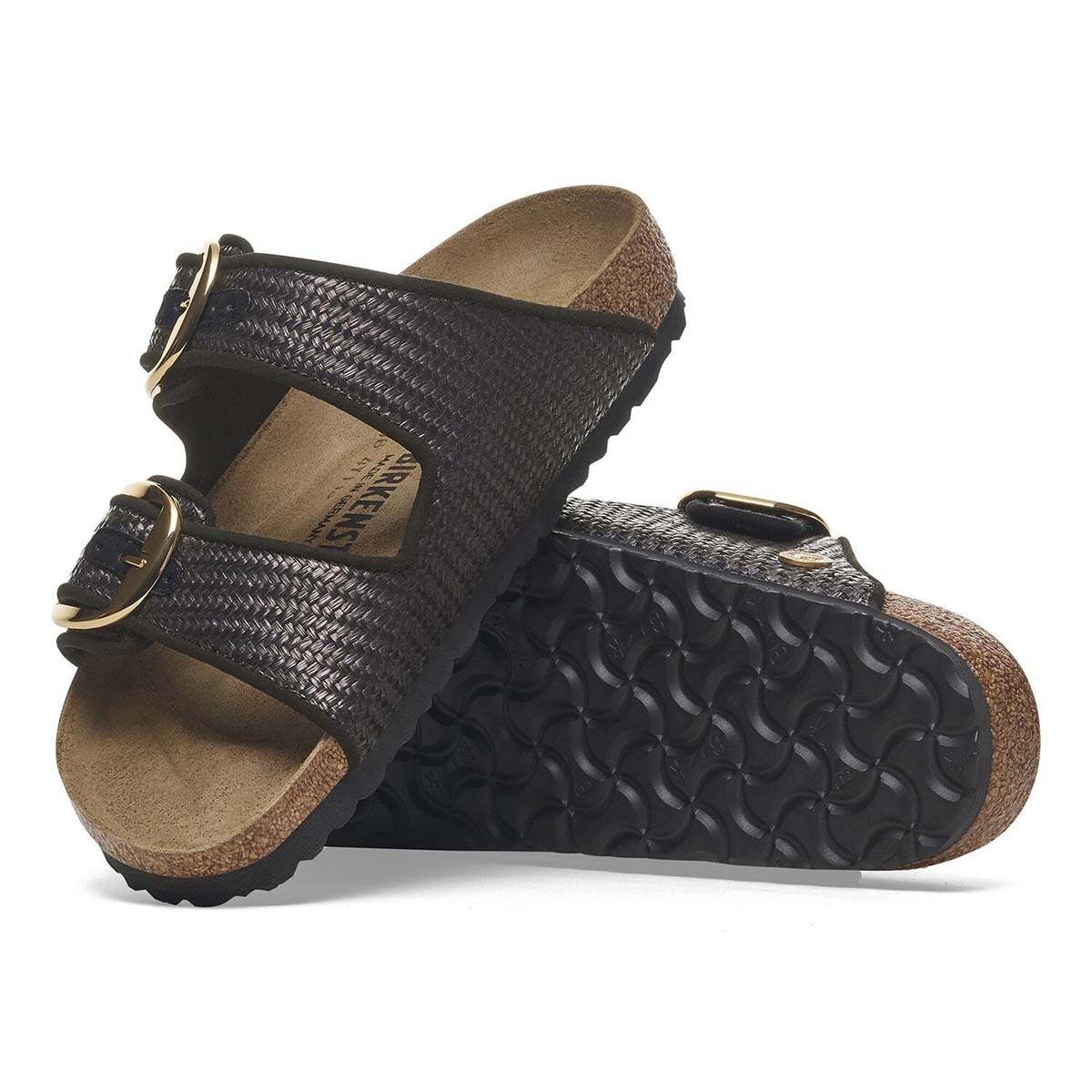 Birkenstock Arizona Big Buckle Raffia Black כפכפי נשים בירקנשטוק אריזונה אבזם ראפיה שחור