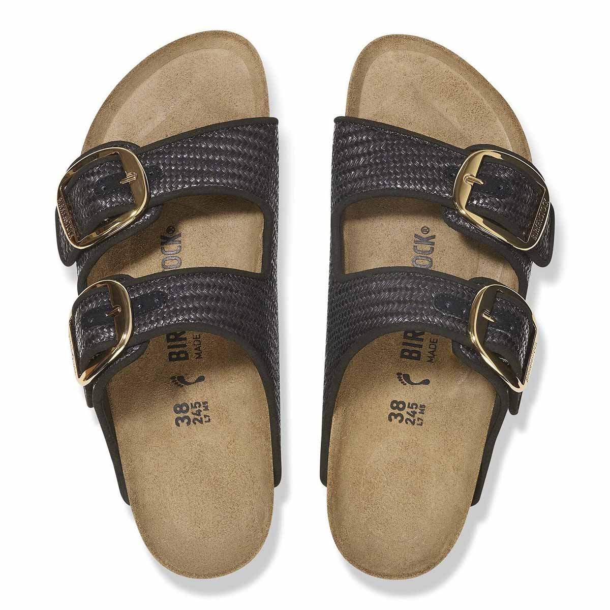 Birkenstock Arizona Big Buckle Raffia Black כפכפי נשים בירקנשטוק אריזונה אבזם ראפיה שחור