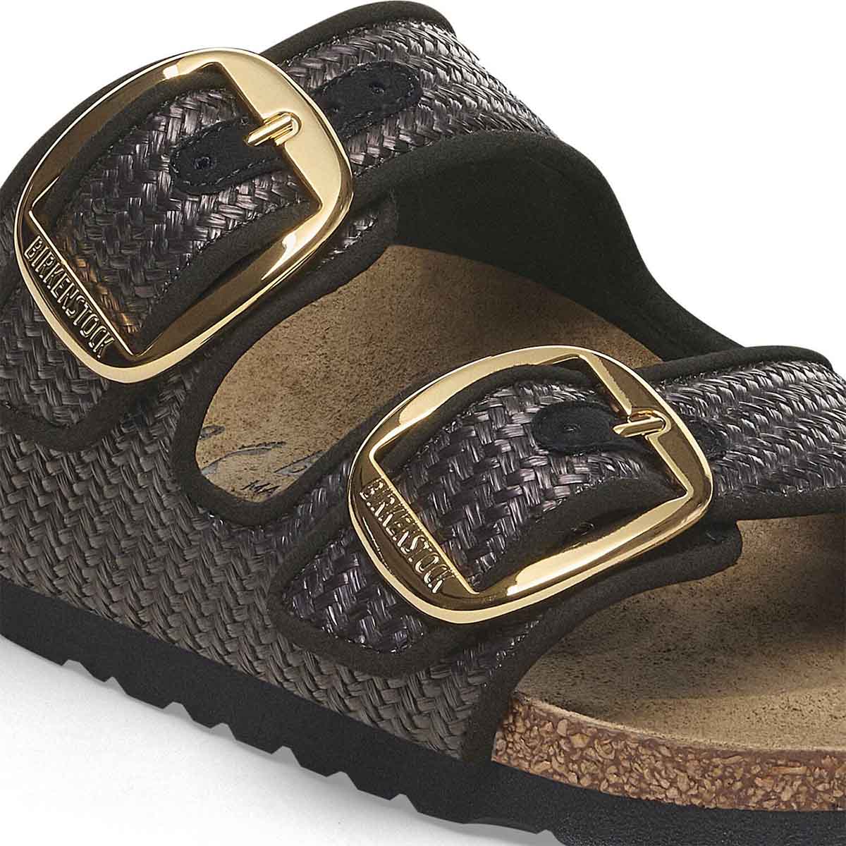 Birkenstock Arizona Big Buckle Raffia Black כפכפי נשים בירקנשטוק אריזונה אבזם ראפיה שחור