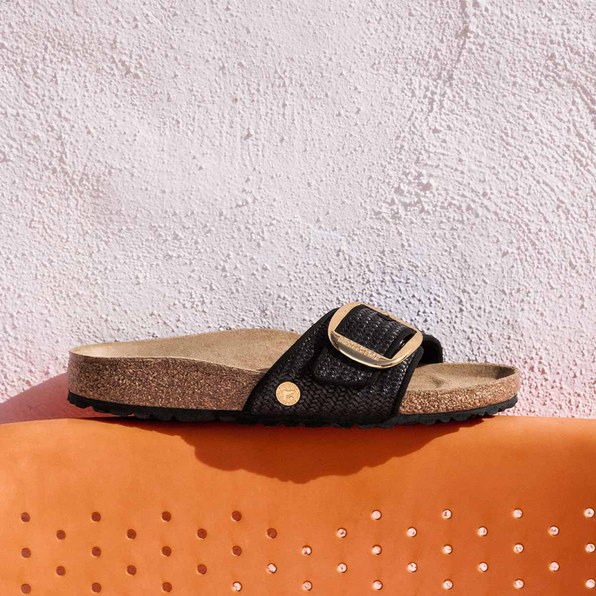 Birkenstock Madrid Big Buckle Raffia Black כפכפי בירקנשטוק מדריד