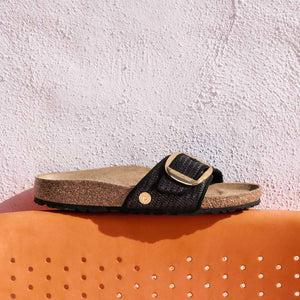 Birkenstock Madrid Big Buckle Raffia Black כפכפי בירקנשטוק מדריד