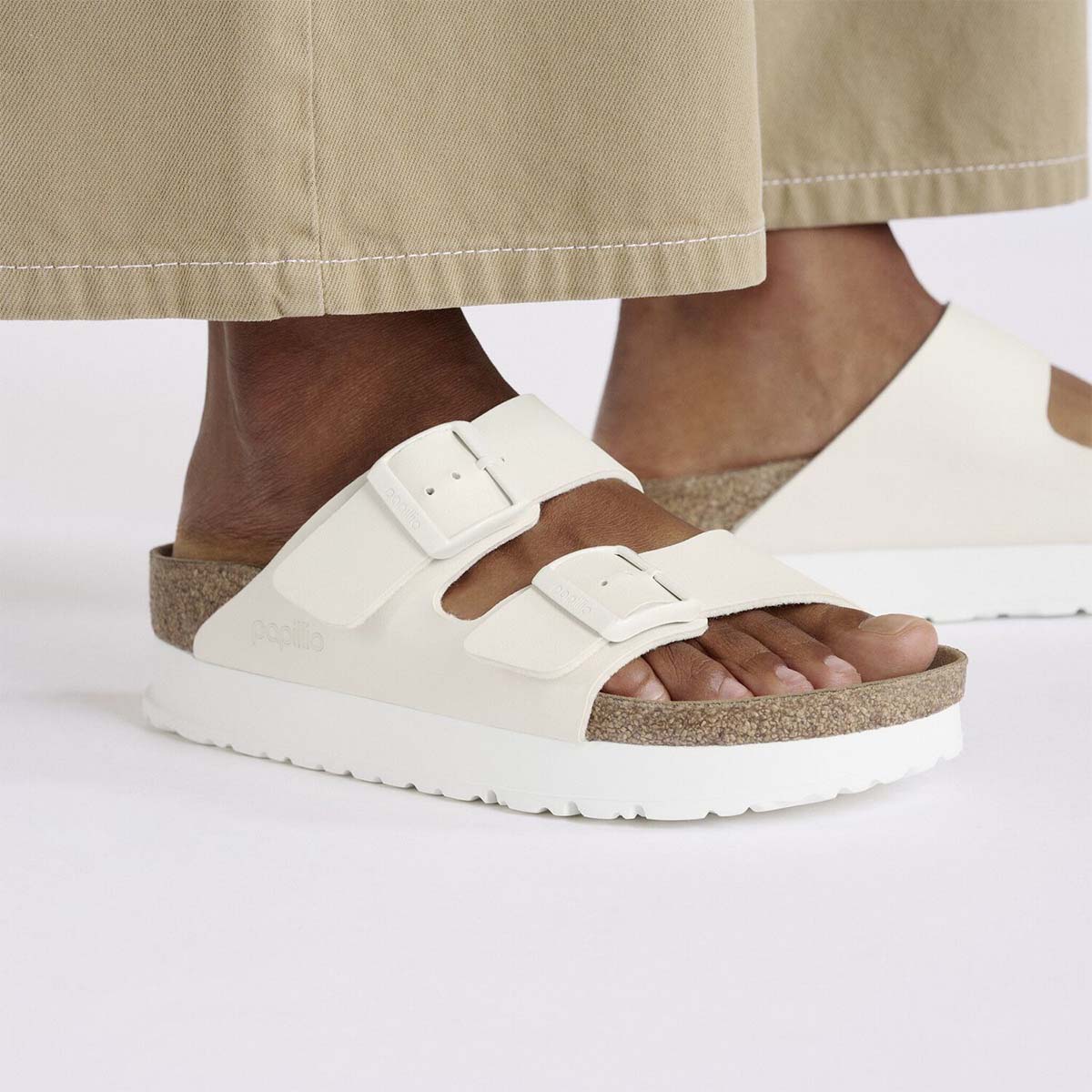 Birkenstock Arizona PAP Flex Platform Eggshell כפכפי אריזונה פלקס פלטפורם אגשל