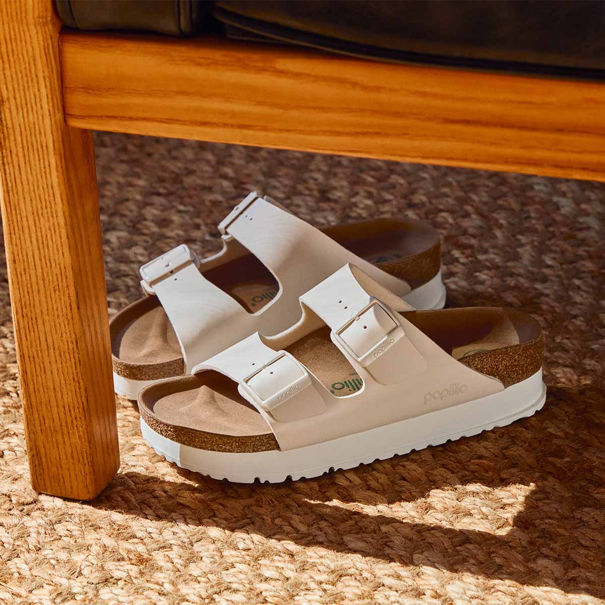 Birkenstock Arizona PAP Flex Platform Eggshell כפכפי אריזונה פלקס פלטפורם אגשל