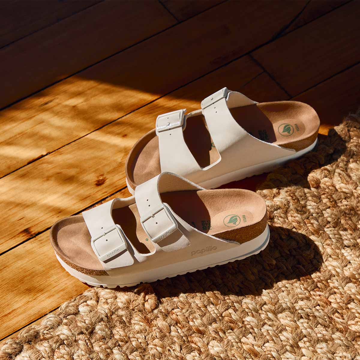 Birkenstock Arizona PAP Flex Platform Eggshell כפכפי אריזונה פלקס פלטפורם אגשל