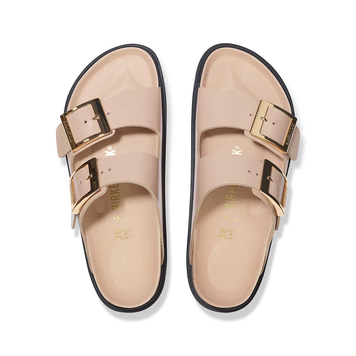 Birkenstock Arizona Droplet Buckle High-Shine New Beige כפכפי בירקנשטוק אריזונה דרופלט אבזם