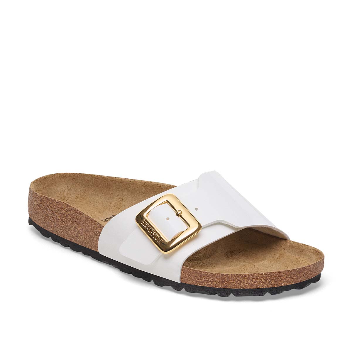Birkenstock Catalina Cushion Buckle Patent White כפכפי נשים בירקנשטוק קטלינה אבזם לבן לק