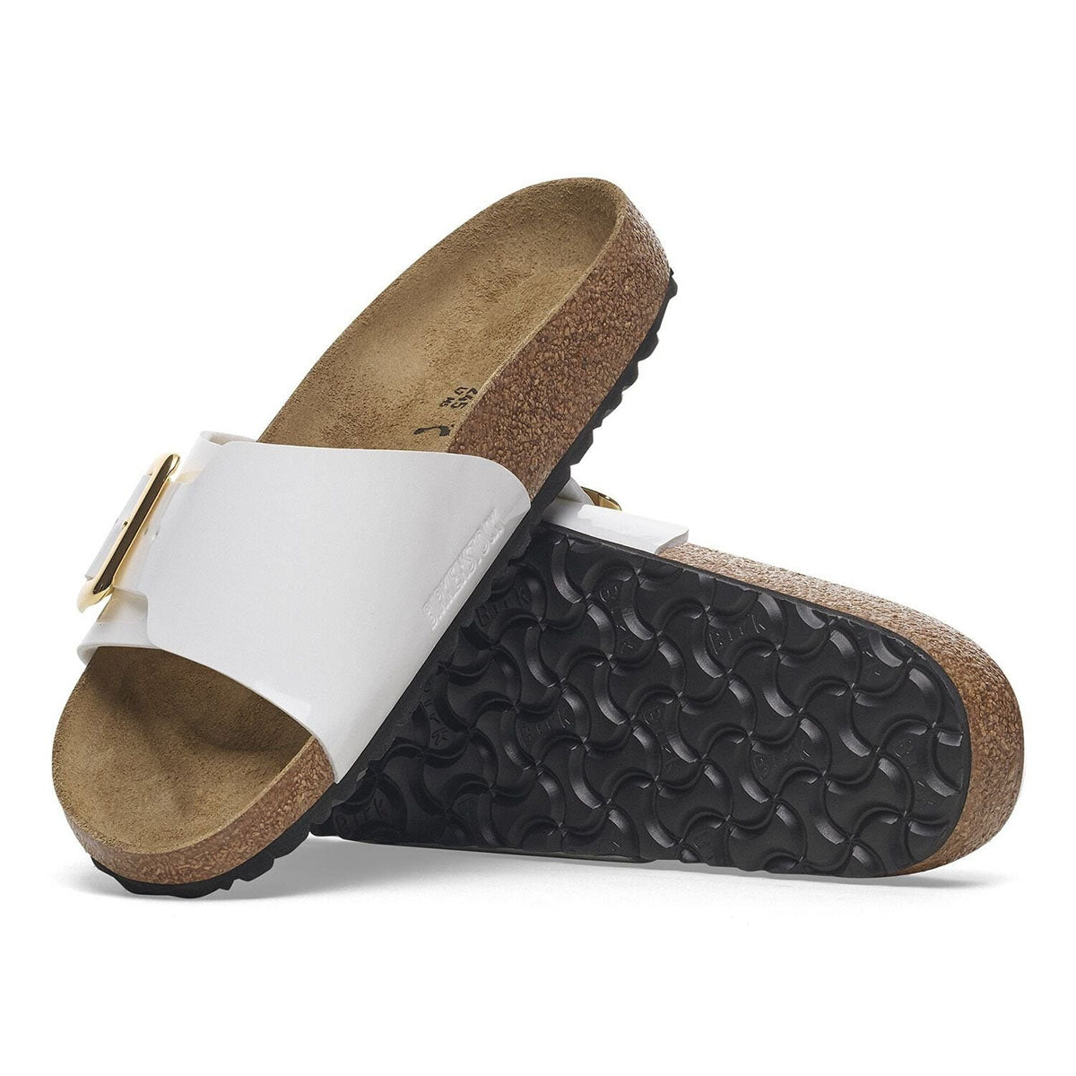 Birkenstock Catalina Cushion Buckle Patent White כפכפי נשים בירקנשטוק קטלינה אבזם לבן לק