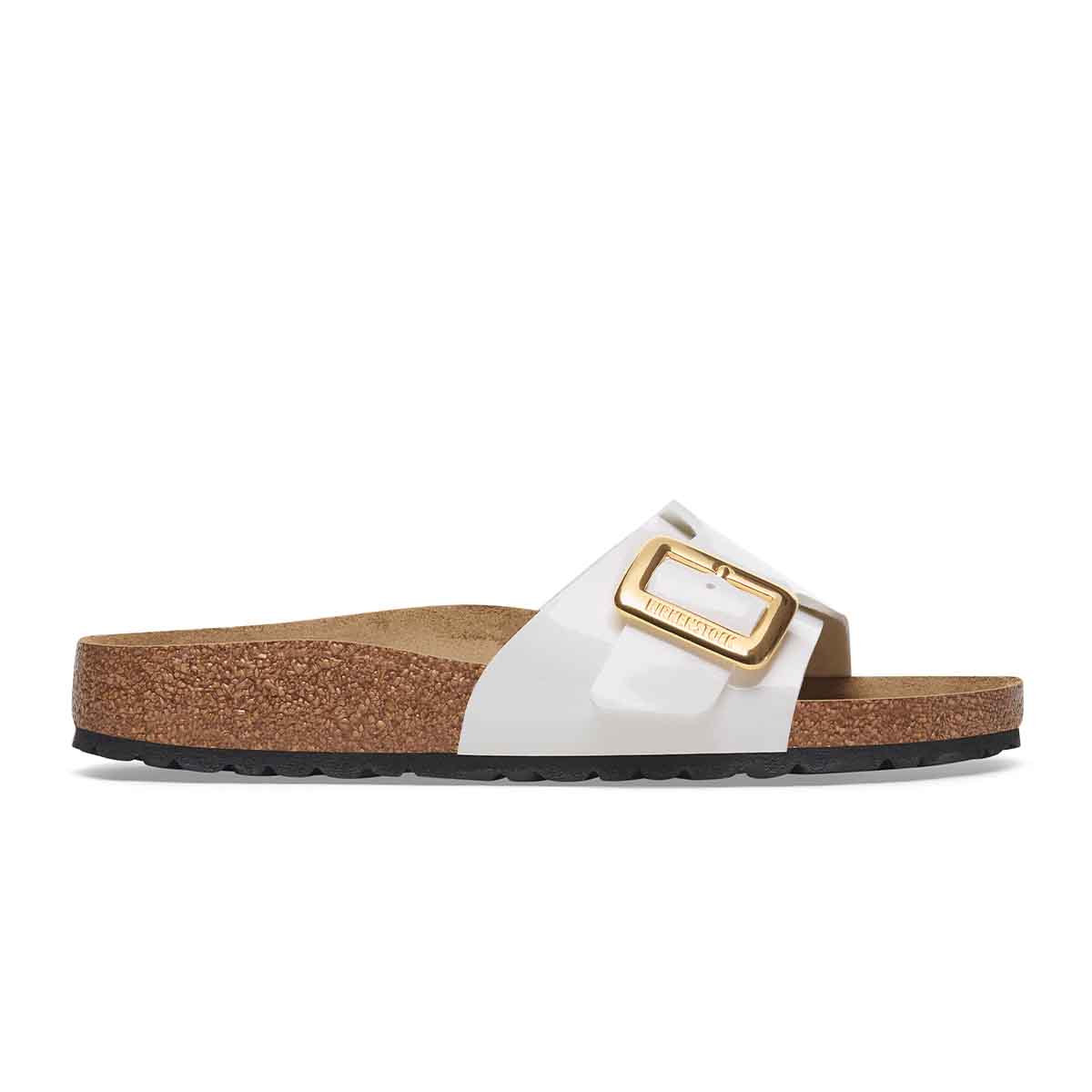 Birkenstock Catalina Cushion Buckle Patent White כפכפי נשים בירקנשטוק קטלינה אבזם לבן לק