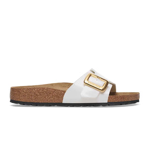 Birkenstock Catalina Cushion Buckle Patent White כפכפי נשים בירקנשטוק קטלינה אבזם לבן לק