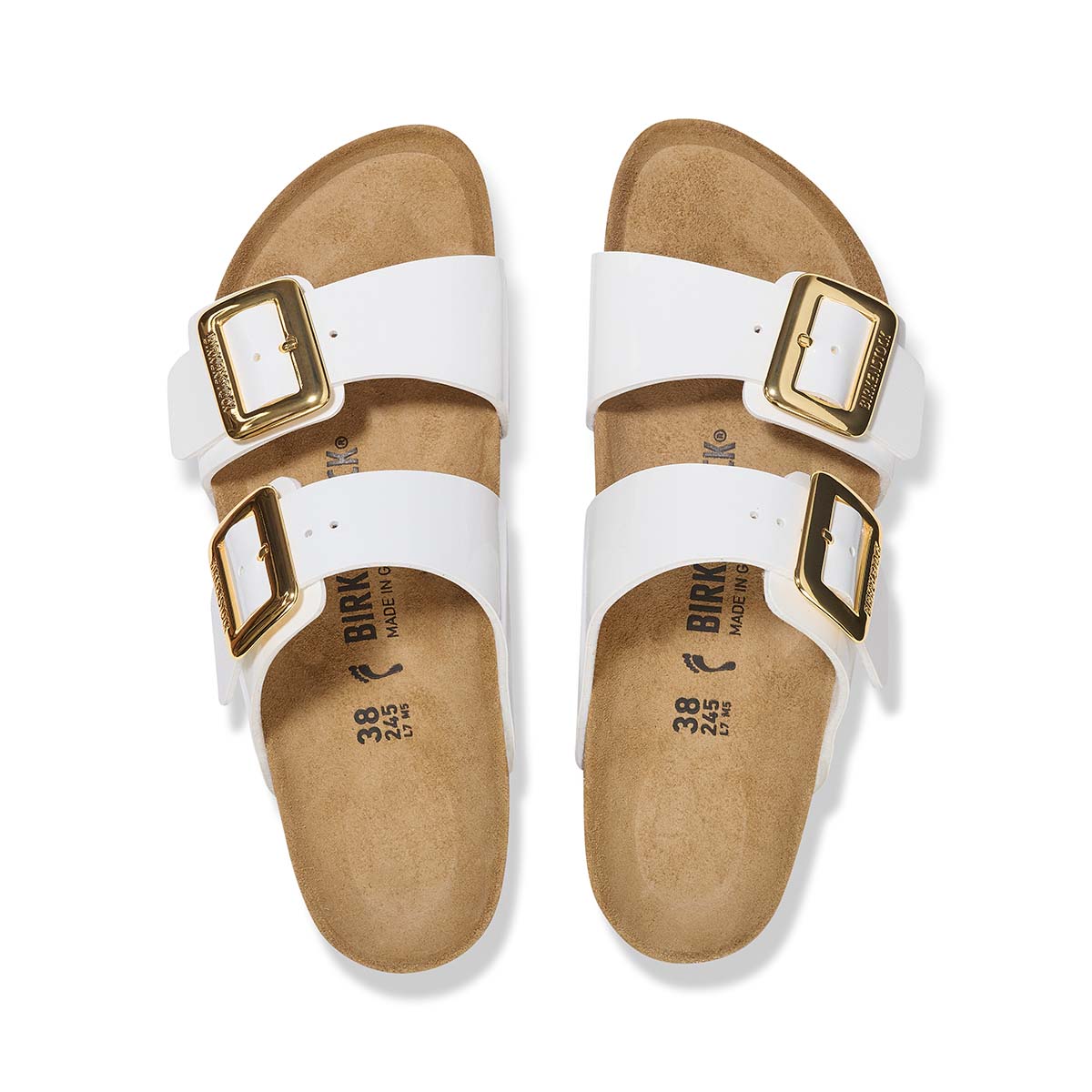 Birkenstock Sydney Cushion Buckle Patent White כפכפי בירקנשטוק לנשים סידני אבזם לבן לק