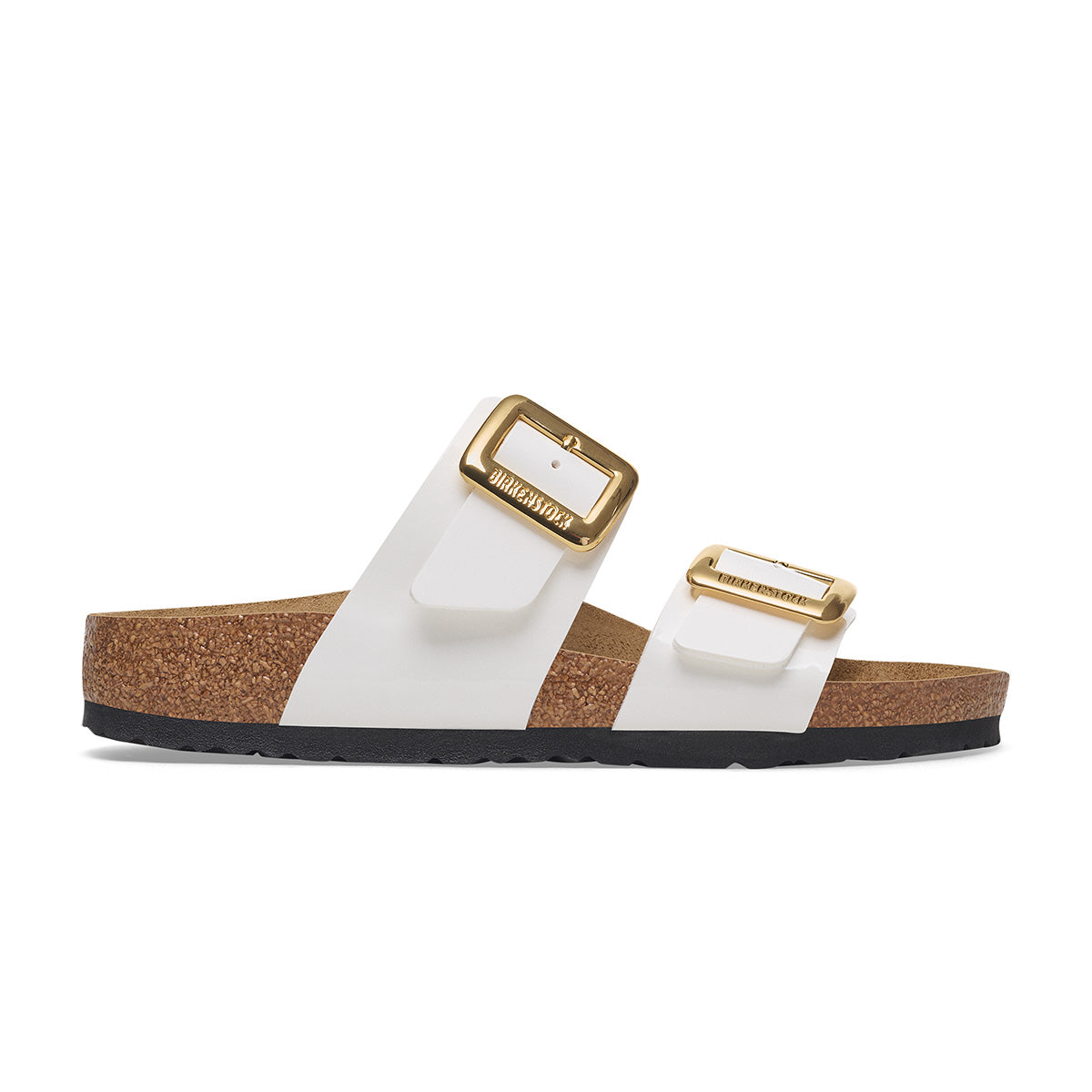 Birkenstock Sydney Cushion Buckle Patent White כפכפי בירקנשטוק לנשים סידני אבזם לבן לק