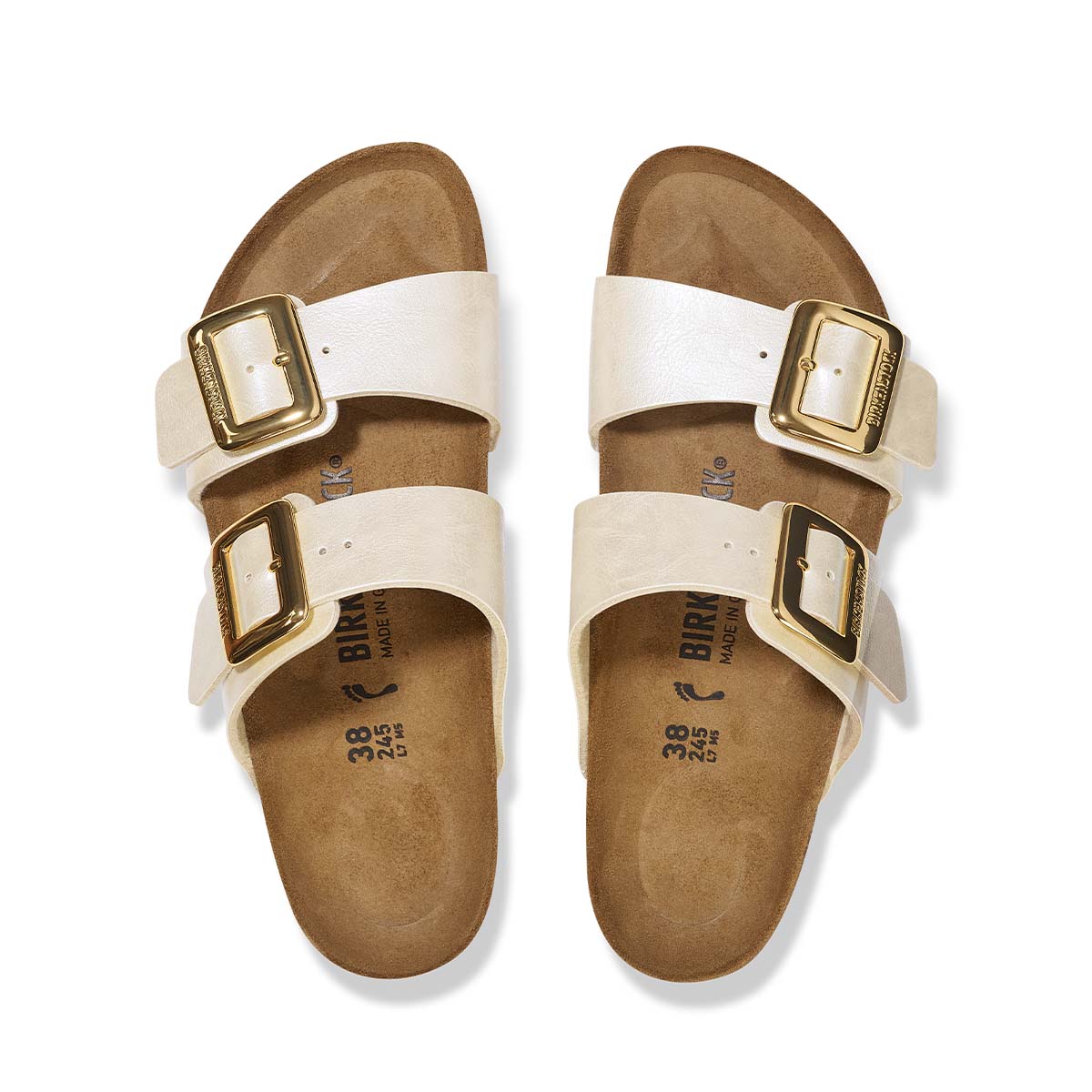 Birkenstock Sydney Cushion Buckle Graceful Pearl White כפכפי בירקנשטוק סידני אבזם לבן פנינה