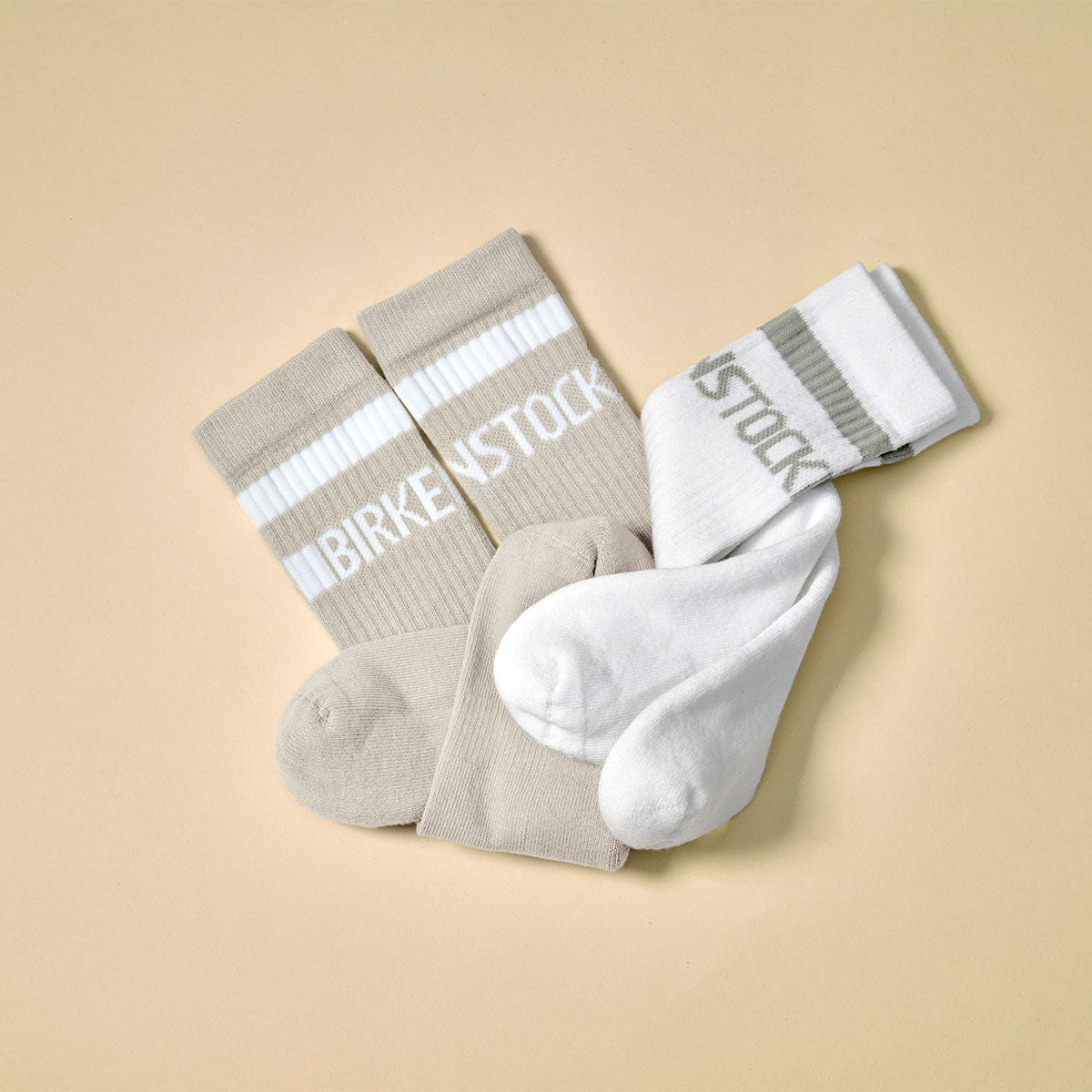Birkenstock Cotton Tennis Socks White Pure Sage גרבי בירקנשטוק יוניסקס