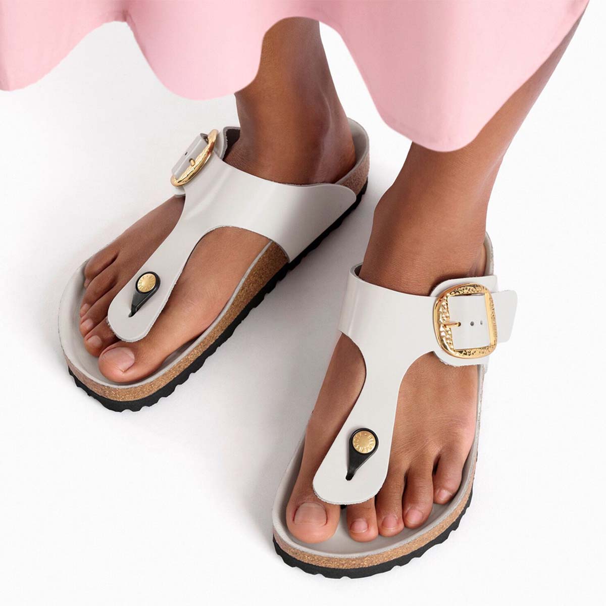 Birkenstock Gizeh Big Buckle High-Shine Antique White כפכפי בירקנשטוק גיזה לנשים