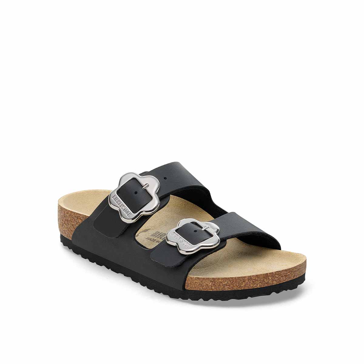 Birkenstock Arizona Flower Buckle Kids black כפכפי ילדים אריזונה אבזם פרח שחור