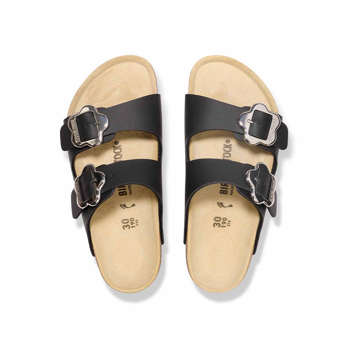Birkenstock Arizona Flower Buckle Kids black כפכפי ילדים אריזונה אבזם פרח שחור