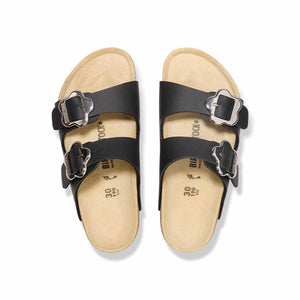 Birkenstock Arizona Flower Buckle Kids black כפכפי ילדים אריזונה אבזם פרח שחור
