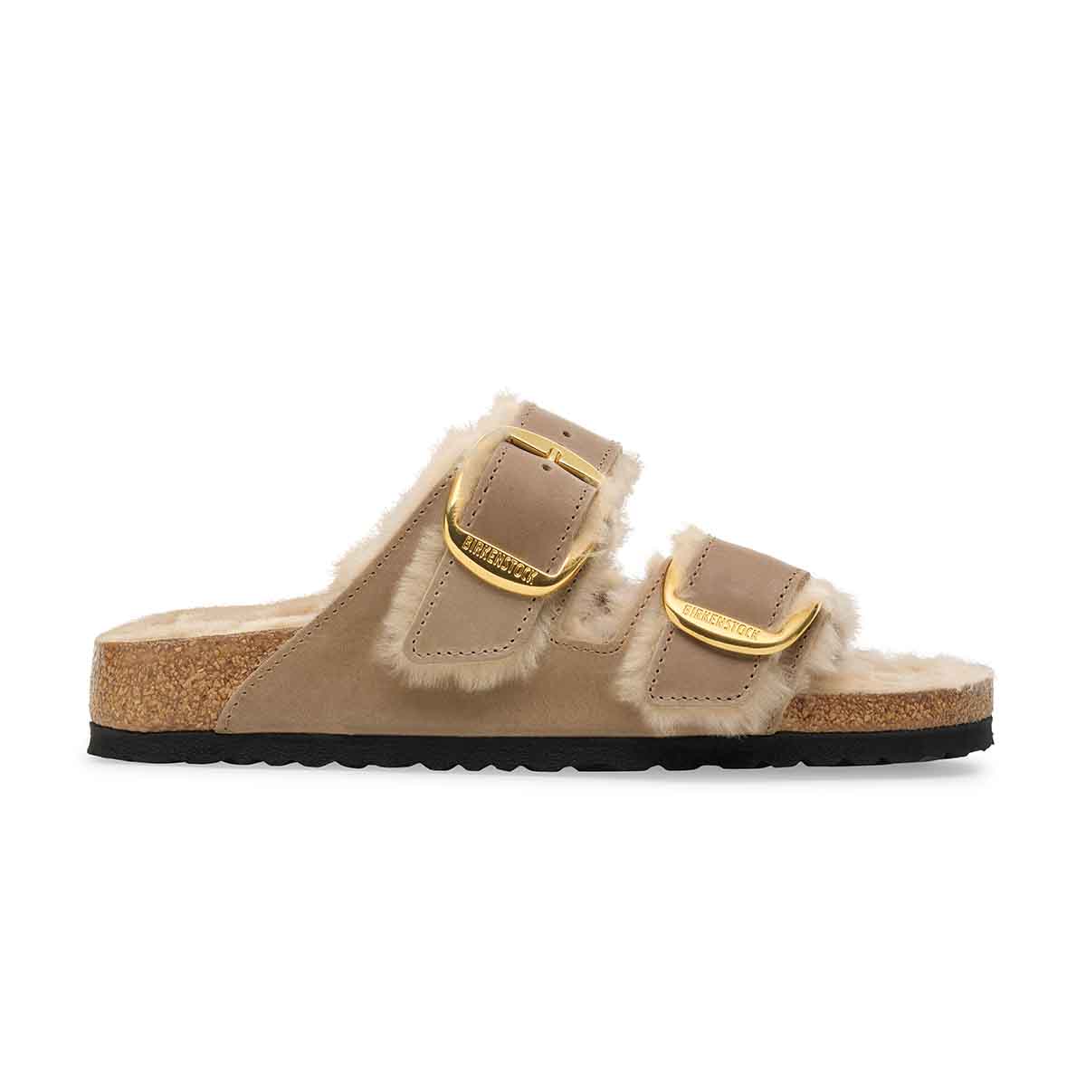 Birkenstock Arizona Big Buckle Shearling Tabacco Brown כפכפי בירקנשטוק אריזונה אבזם גדול שרלינג חום טבק