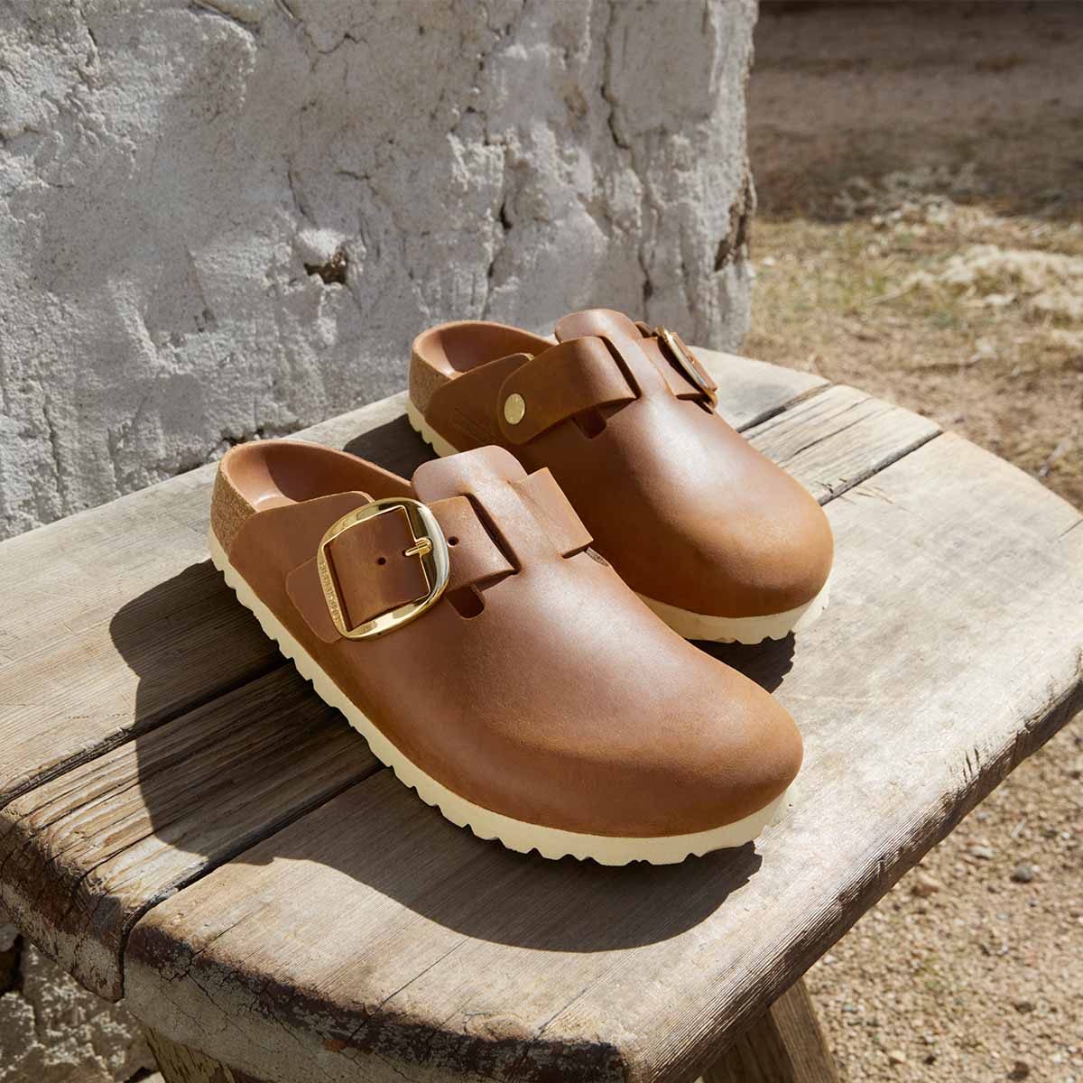 Birkenstock Boston Big Buckle Cognac כפכפי בירקנשטוק לנשים בוסטון אבזם גדול קוניאק