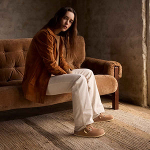 Birkenstock Boston Big Buckle Cognac כפכפי בירקנשטוק לנשים בוסטון אבזם גדול קוניאק