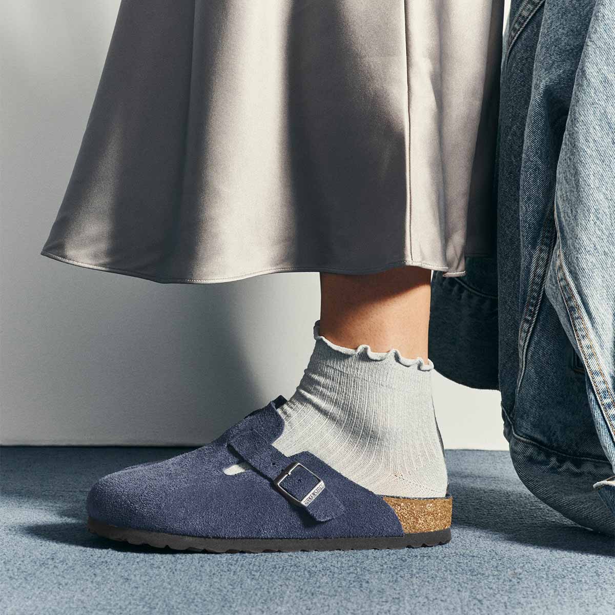 Birkenstock Boston BS New Navy Tonal Unisex כפכפי בירקנשטוק בוסטון נייבי