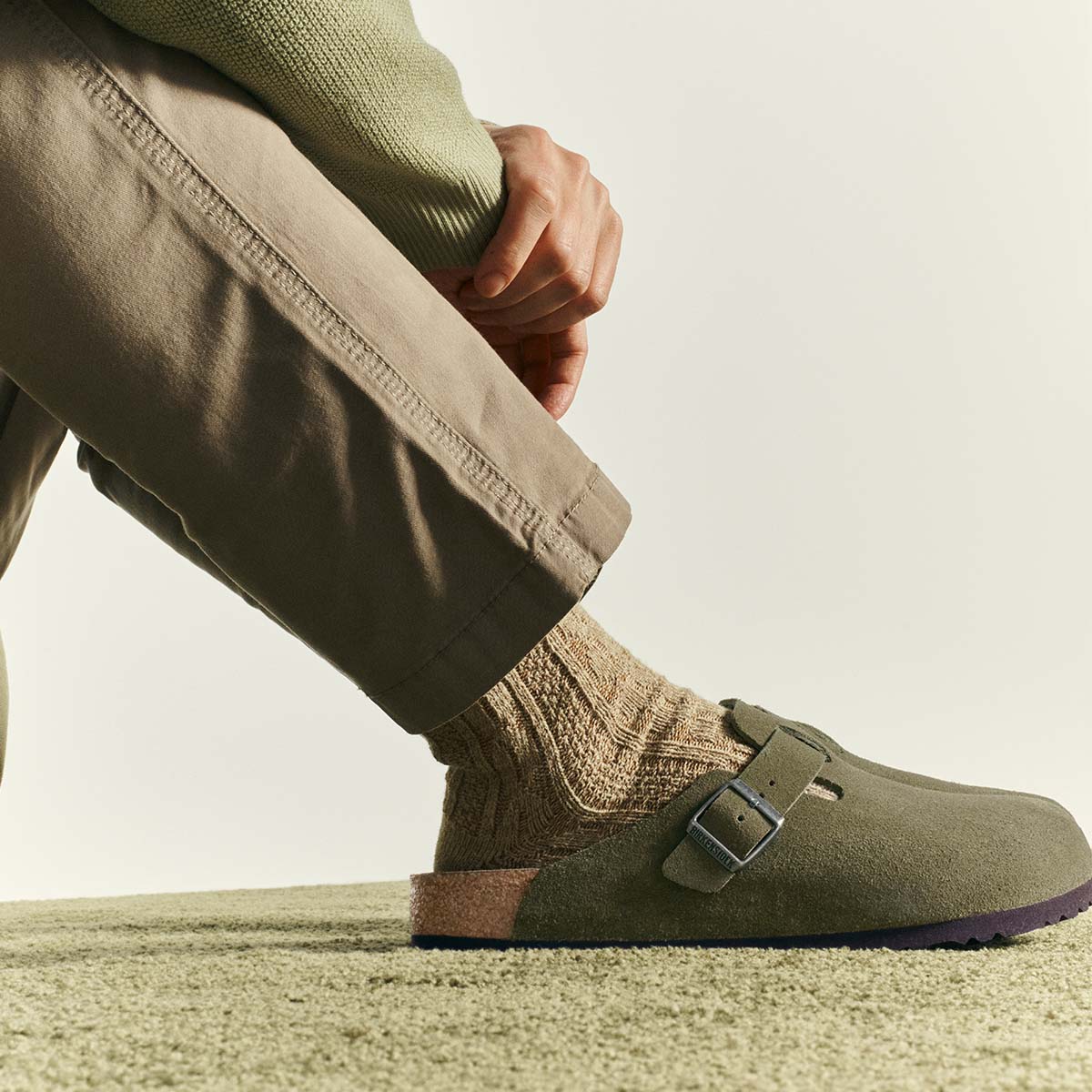 Birkenstock Boston BS Thyme Tonal Fb Unisex כפכפי בירקנשטוק בוסטון טימין