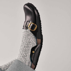 Birkenstock Boston Big Buckle Black Amalfi כפכפי בוסטון אבזם גדול שחור אמלפי לנשים