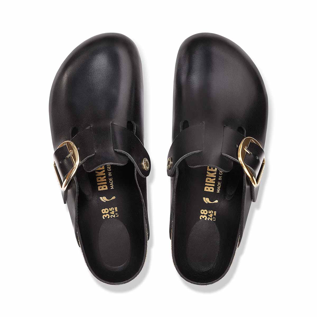 Birkenstock Boston Big Buckle Black Amalfi כפכפי בוסטון אבזם גדול שחור אמלפי לנשים