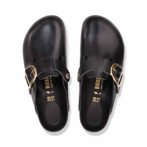 Birkenstock Boston Big Buckle Black Amalfi כפכפי בוסטון אבזם גדול שחור אמלפי לנשים