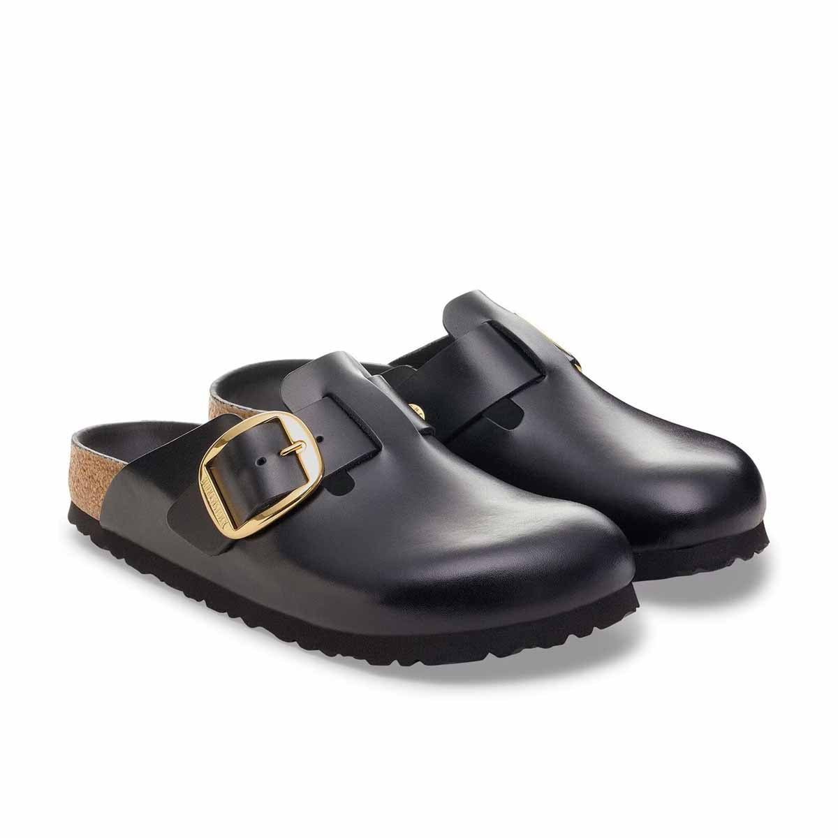 Birkenstock Boston Big Buckle Black Amalfi כפכפי בוסטון אבזם גדול שחור אמלפי לנשים