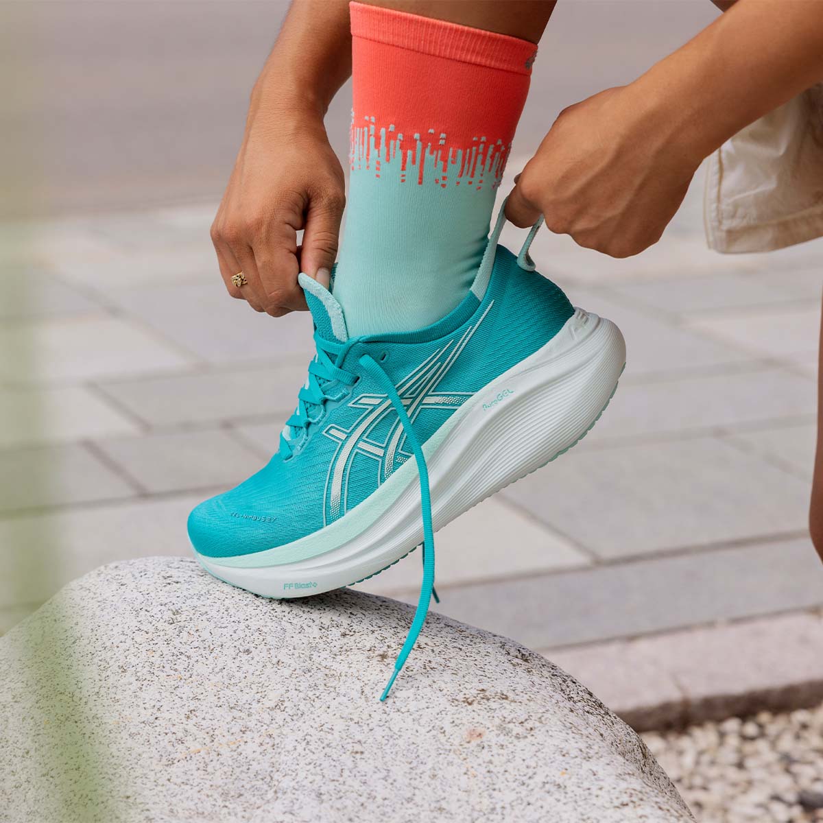 Asics Gel Nimbus 27 Women Wave Teal Illuminate Mint אסיקס נימבוס לנשים