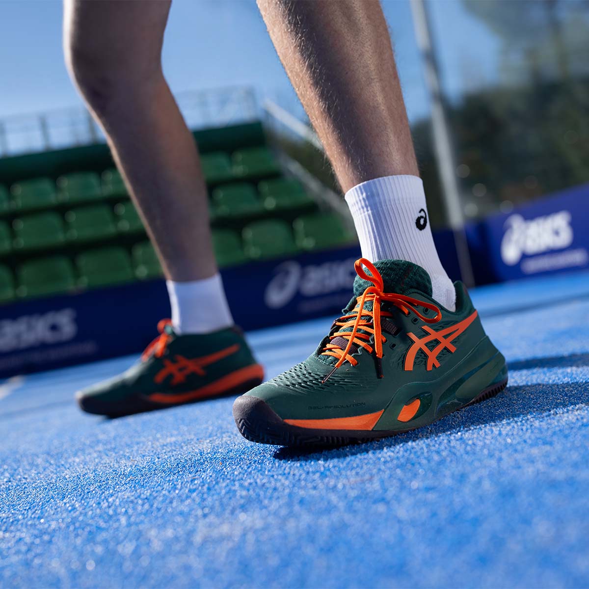 Asics Gel Resolution X Padel Men Jewel Green Energy Orange נעלי פאדל ג`ל רזולושיין לגברים