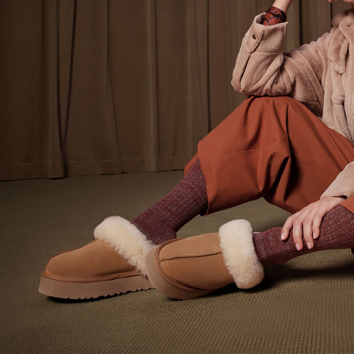 UGG women's Disquette Chestnut כפכפי נשים דיסקוטה חום