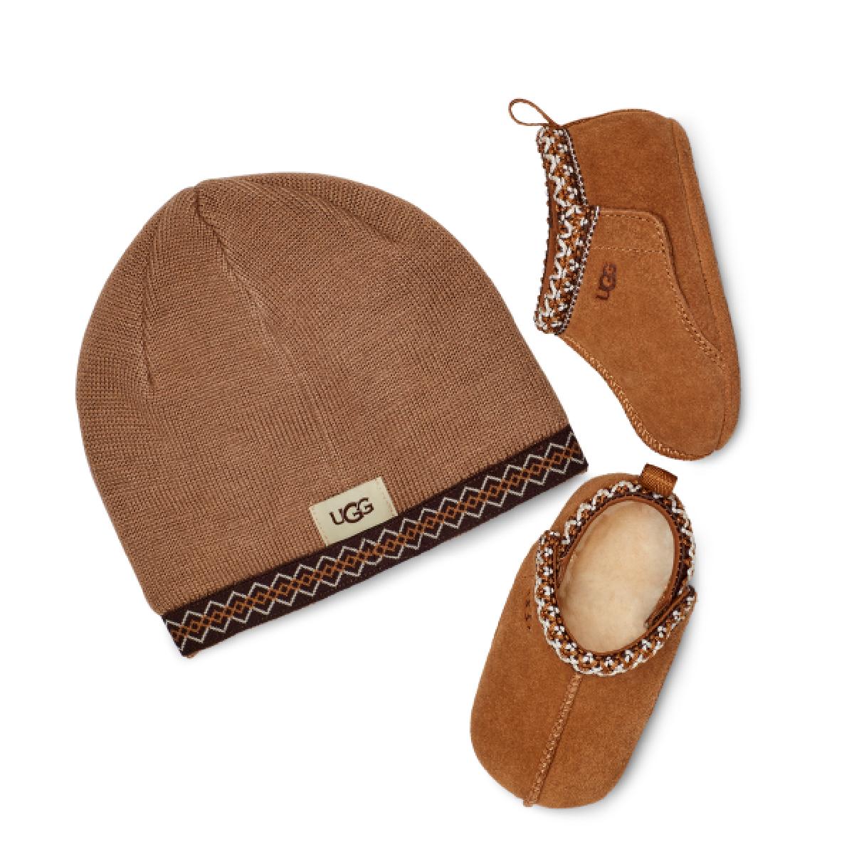 UGG Baby Tasman and UGG Beanie Chestnut מארז לפעוט