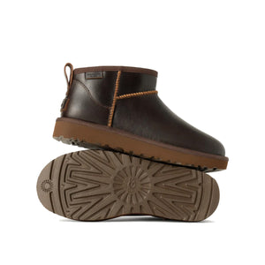 UGG Classic Ultra Mini Leather Regen Ironwood מגפי נשים קלאסיק אולטרה מיני עור חום