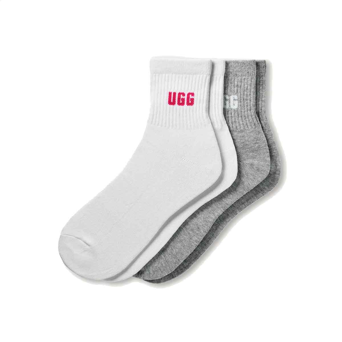 UGG Quinlin Logo Quarter 2 Pack Chroma Pink Grey Heather גרבי נשים אגג