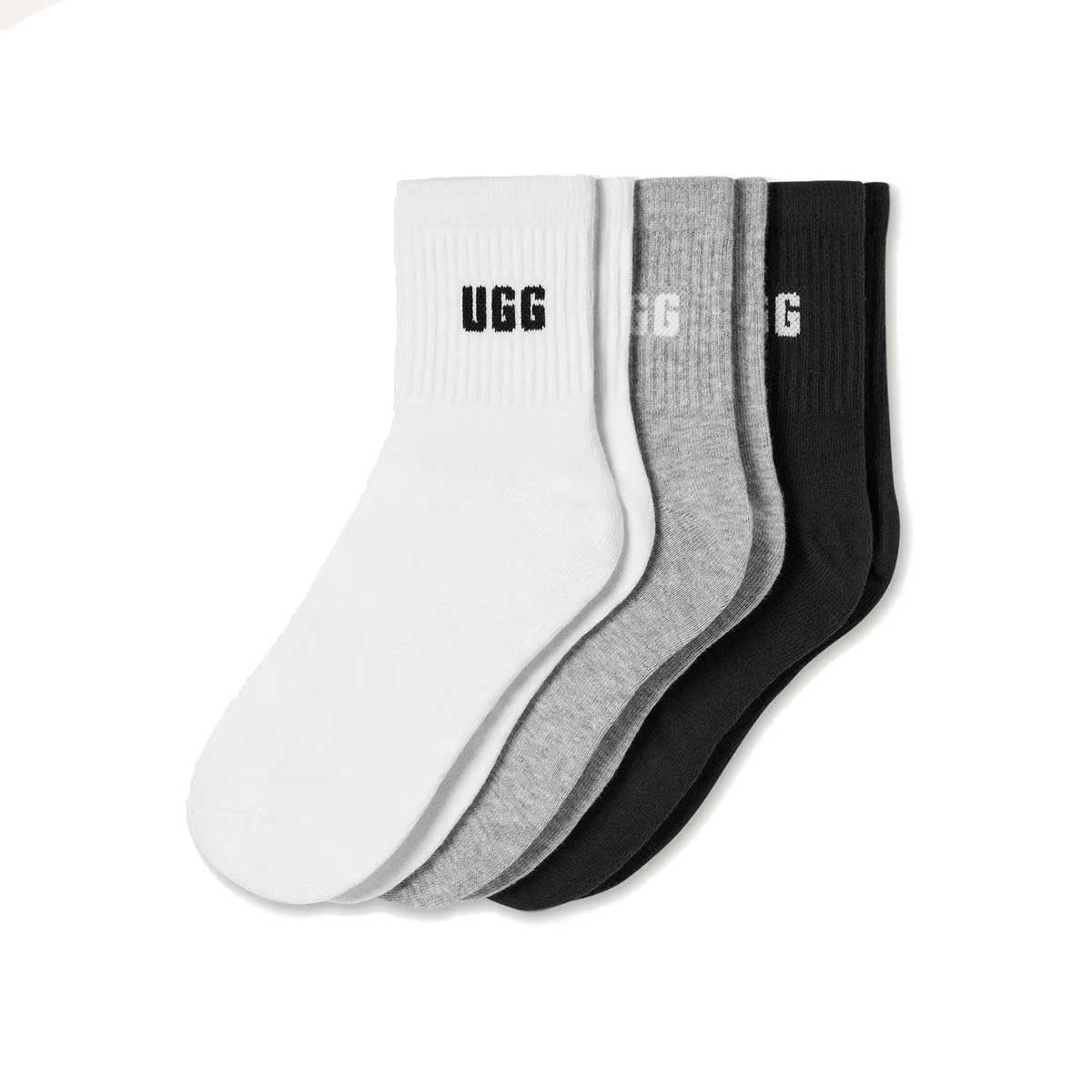 UGG Quinlin Logo Quarter 3 Pack Nimbus Grey Heather Black  גרבי נשים