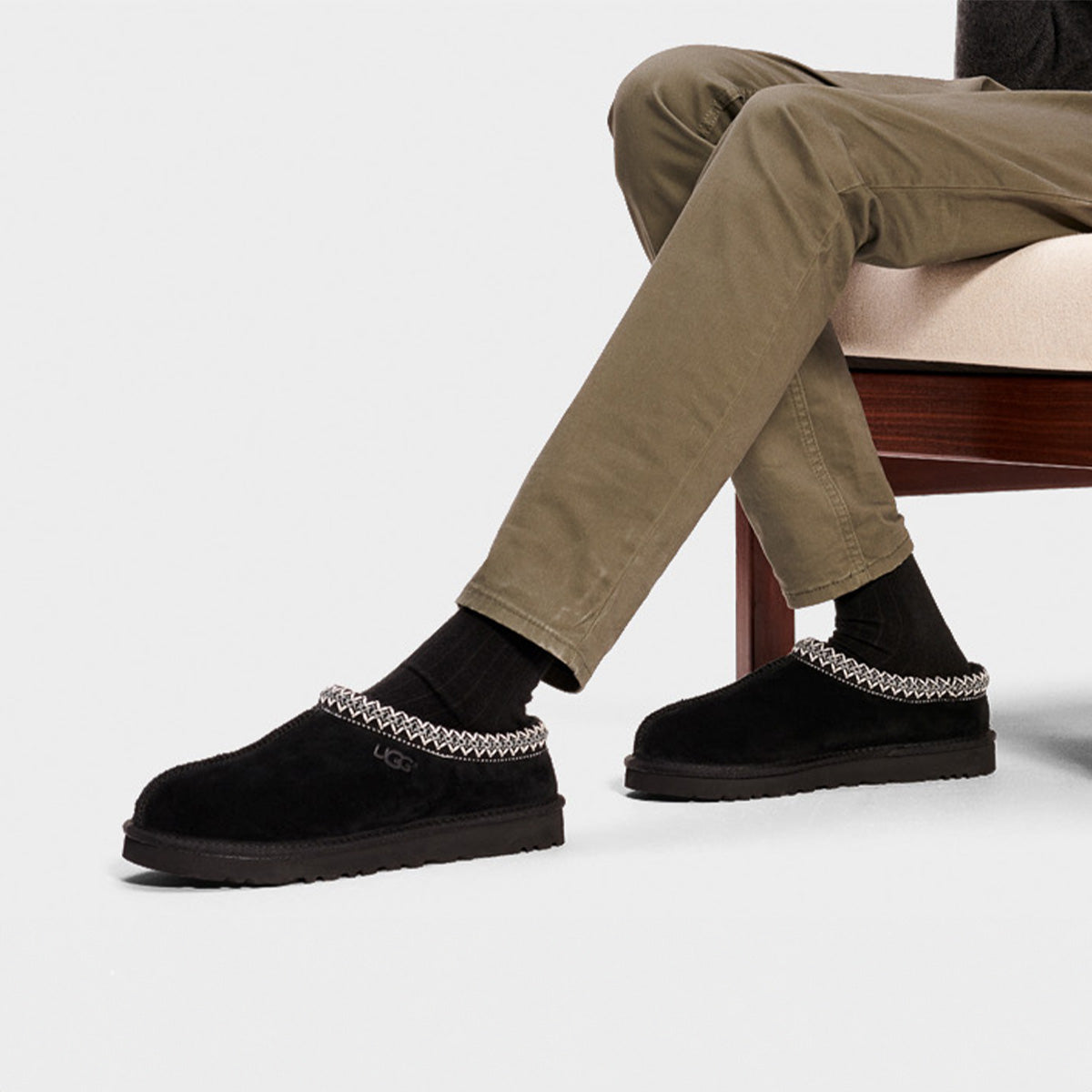 UGG Tasman II Black Men כפכפי טאזמן שחור לגברים