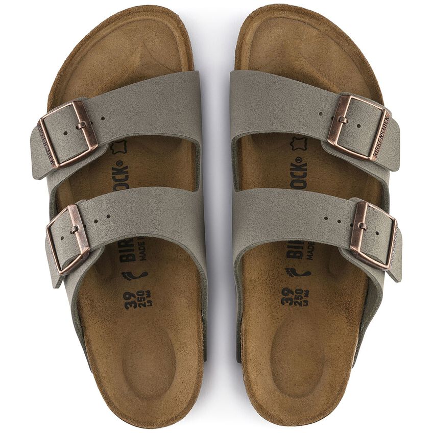 בירקנשטוק כפכפי נשים אריזונה אבן נובוק Birkenstock Arizona Birko Flor Nubuck Stone