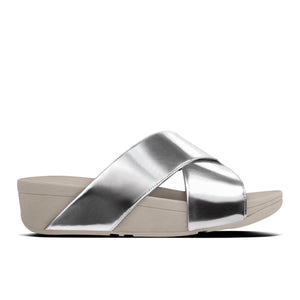 Fit Flop Lulu Cross Slide Sandals Mirror Silver כפכפי פיט פלופ