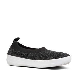 Fit Flop Uberknit Ballerina Crystal Black Soft Grey נעלי פיט פלופ