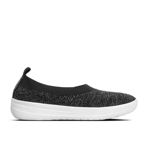 Fit Flop Uberknit Ballerina Crystal Black Soft Grey נעלי פיט פלופ