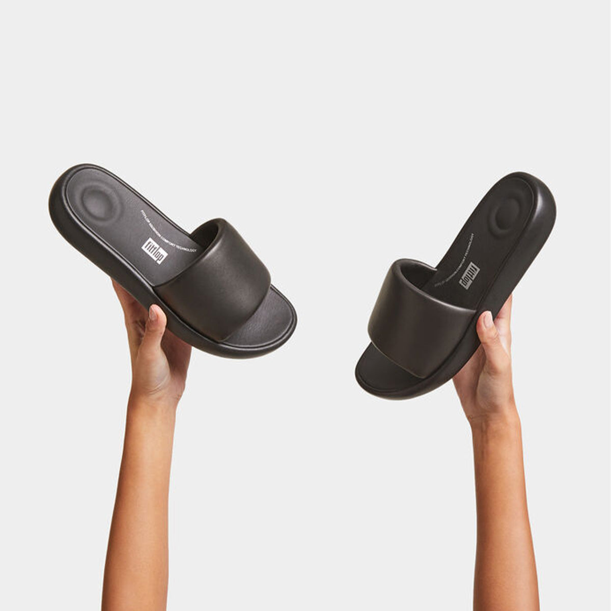 Fit Flop Iqushion D-Luxe Padded Slides Black כפכפי פיט פלופ