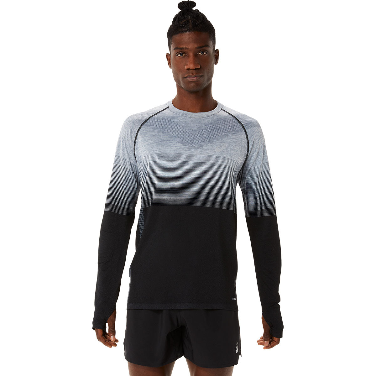 Asics Seamless Ls Top Black Grey חולצת אסיקס לגברים