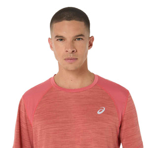 Asics Road Ss Top Man Dark Pink Clay חולצת ריצה אסיקס לגברים