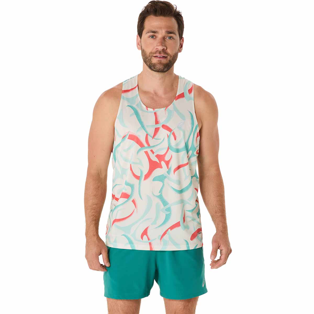 Asics Road All Over Print Singlet Men גופיית ריצה לגברים