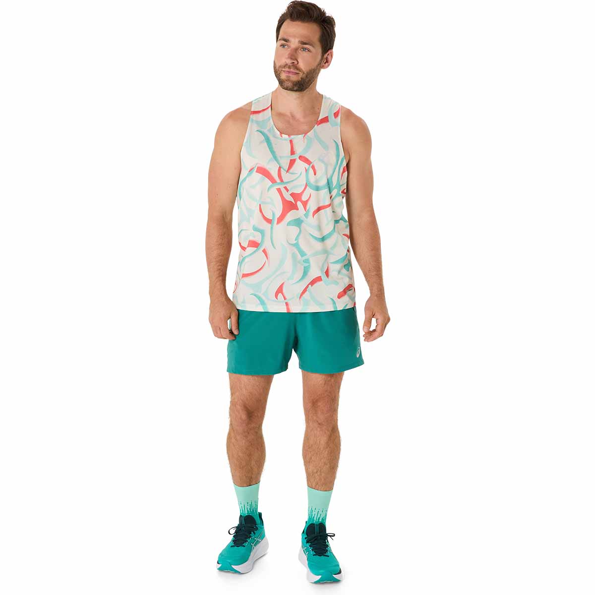 Asics Road All Over Print Singlet Men גופיית ריצה לגברים