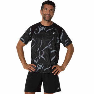 Asics Road All Over Print Ss Top Men חולצת ריצה לגברים