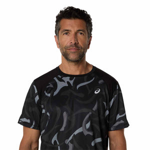 Asics Road All Over Print Ss Top Men חולצת ריצה לגברים
